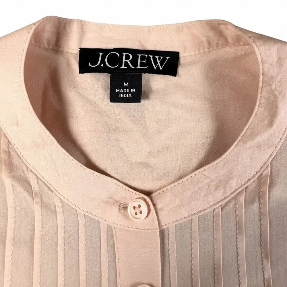 J.Crew Women's 100% Cotton Pintuck Lace Trim Top Ballet Slipper Pink Blouse - M